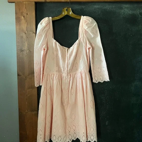 Cara Cara Hart Dress Light Pink Eyelet Mini Size 4 euc